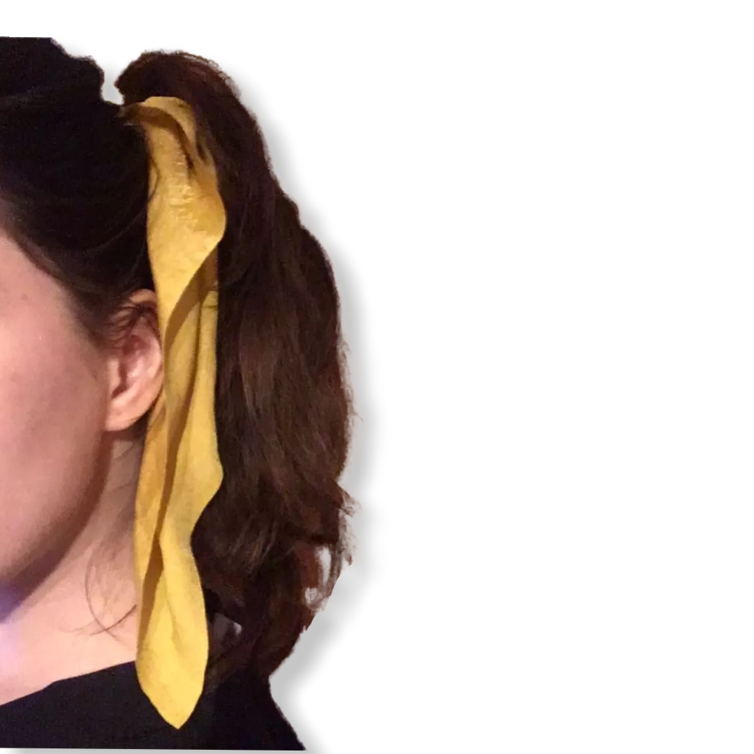 scrunchie met lint sjaal geel