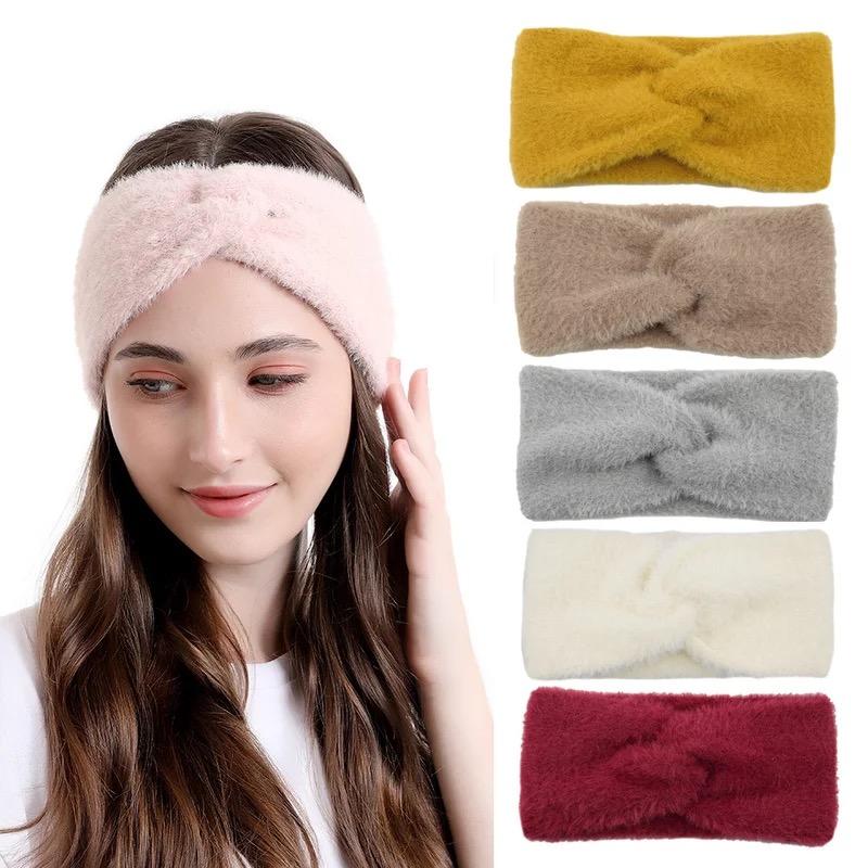 Haarband / Oorwarmer fluffy Soft Touch bordeauxrood - HAIRPIN.NU