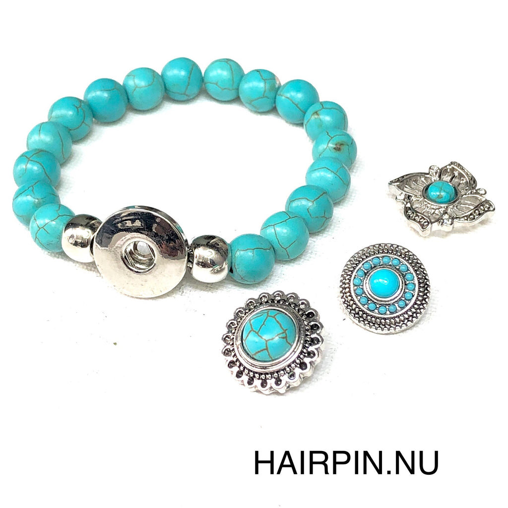 Armband kralen clicks /buttons Turquoise - HAIRPIN.NU