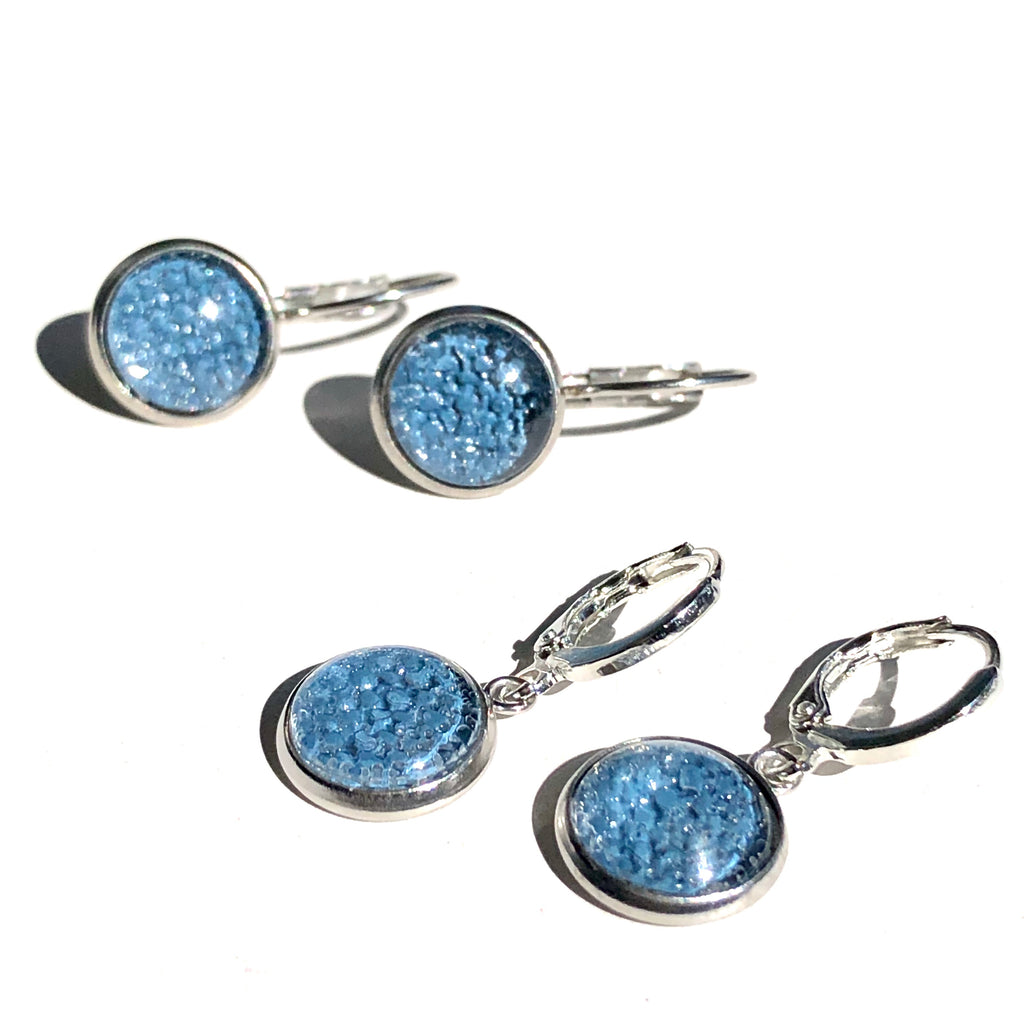 Oorbel Cabochon Blue - HAIRPIN.NU