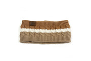 Camel Zwart combi warme haarband oorwarmer met voering