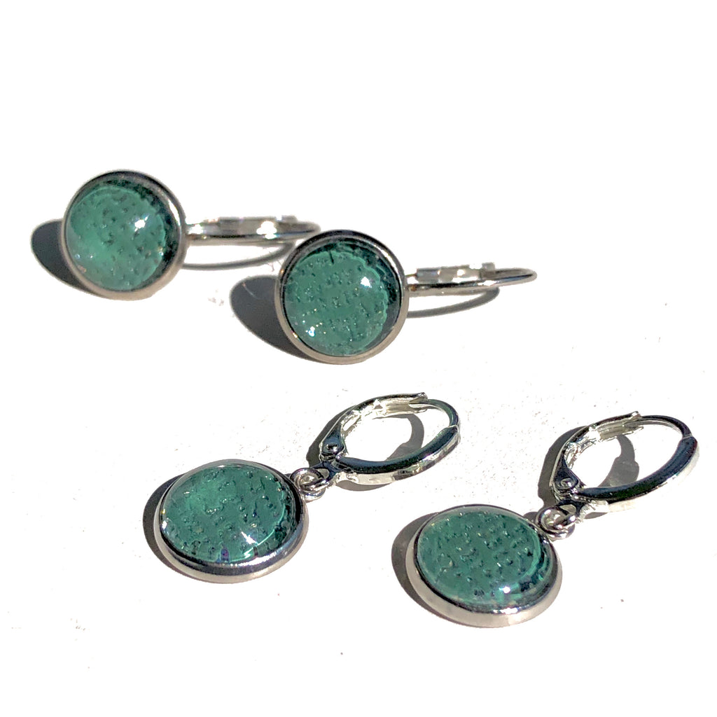 Oorbel Cabochon Groen - HAIRPIN.NU