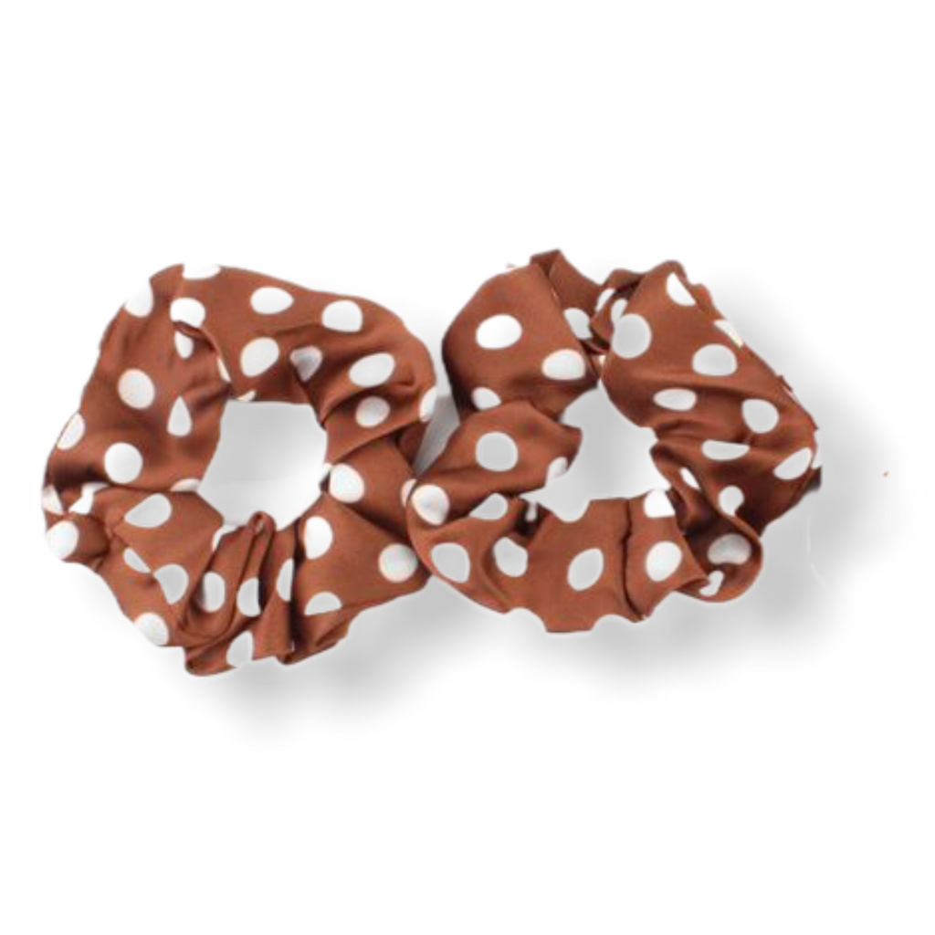 scrunchie haarelastiek bruin dots