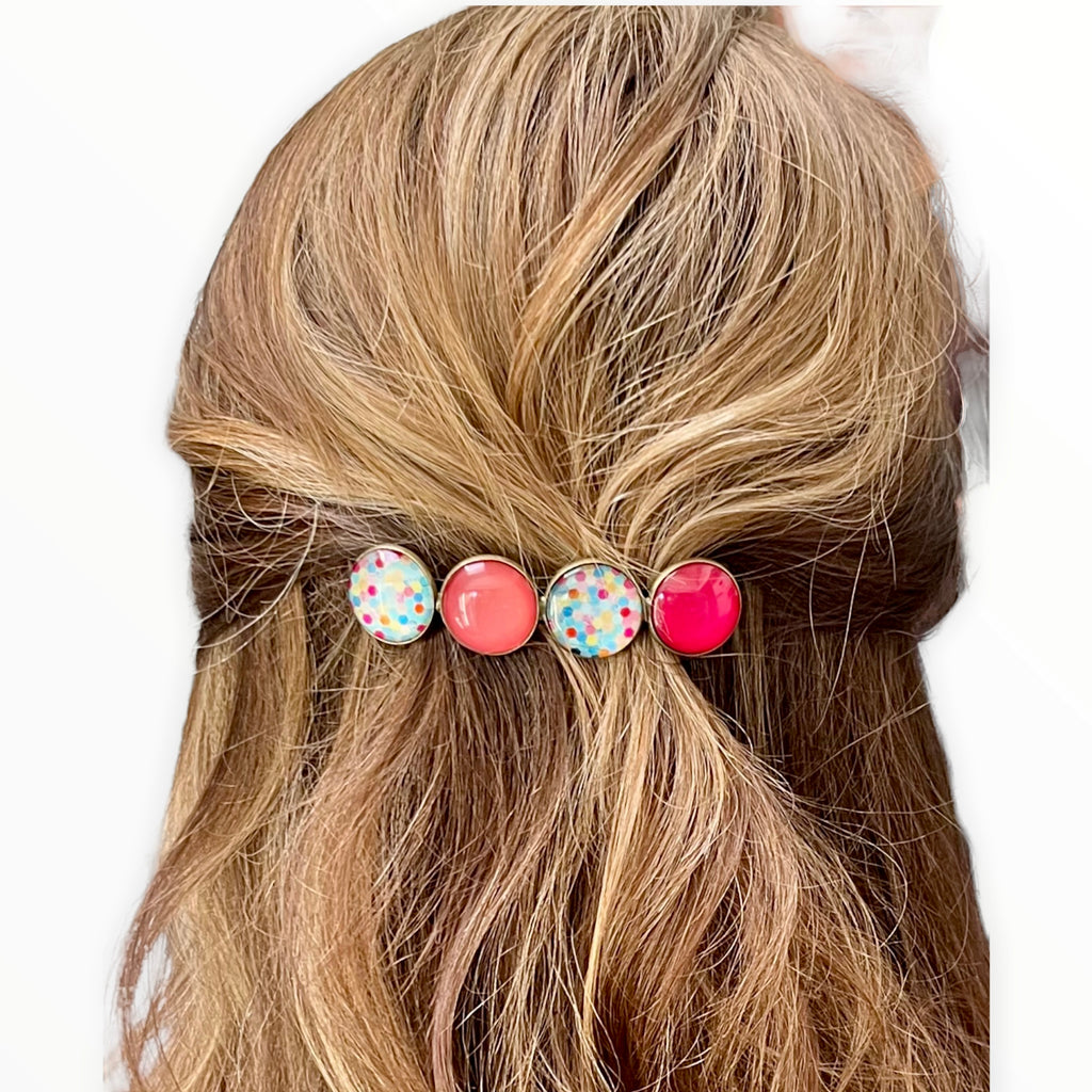 Color Hairclip XL glas cabochon haarspeld print 0125 - HAIRPIN.NU