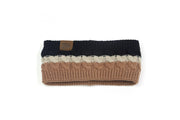 Camel Zwart combi warme haarband oorwarmer met voering