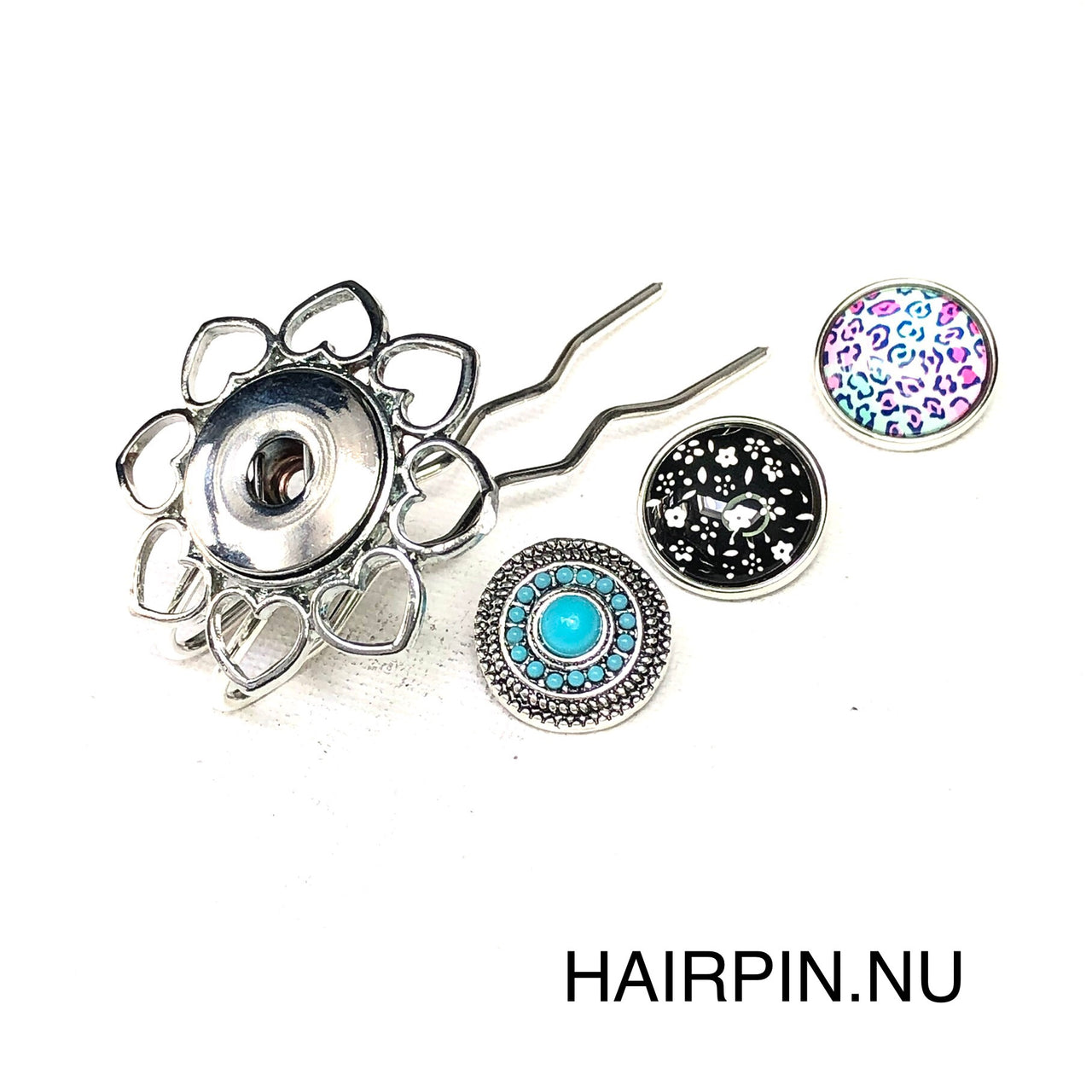 Hairpin Mini Love- HAIRACCESSOIRE - incl. 3 clickbuttons naar keuze - HAIRPIN.NU