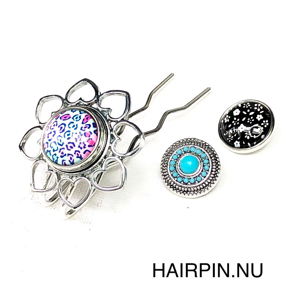 Hairpin Mini Love- HAIRACCESSOIRE - incl. 3 clickbuttons naar keuze - HAIRPIN.NU