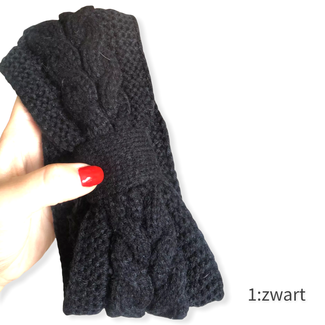 Haarband / Oorwarmer winterwarm breisel met fleece voering - HAIRPIN.NU