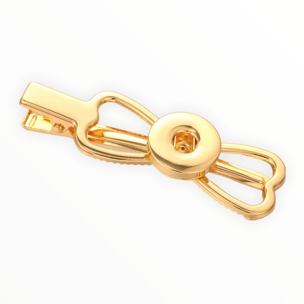 Hairclip gold met verwisselbaar design incl. 2 gratis buttons - HAIRPIN.NU