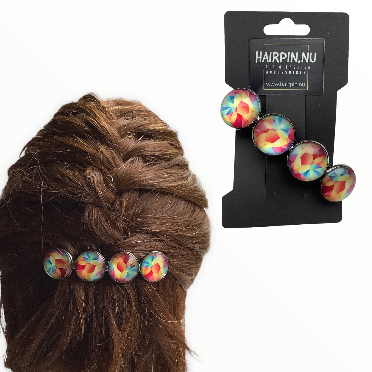 Color Hairclip XL glas cabochon haarspeld colors 0104