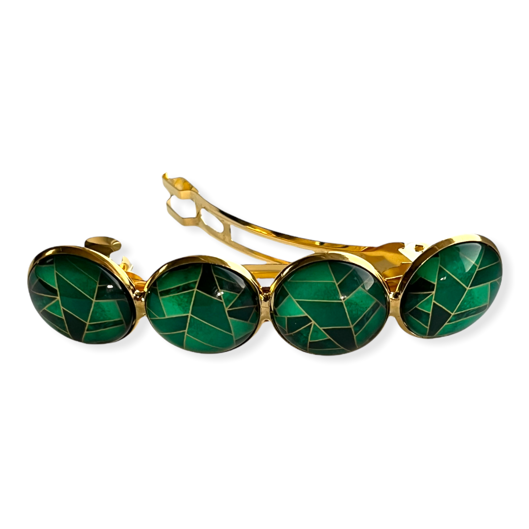Color Hairclip XL haarspeld goud groen 052 - HAIRPIN.NU