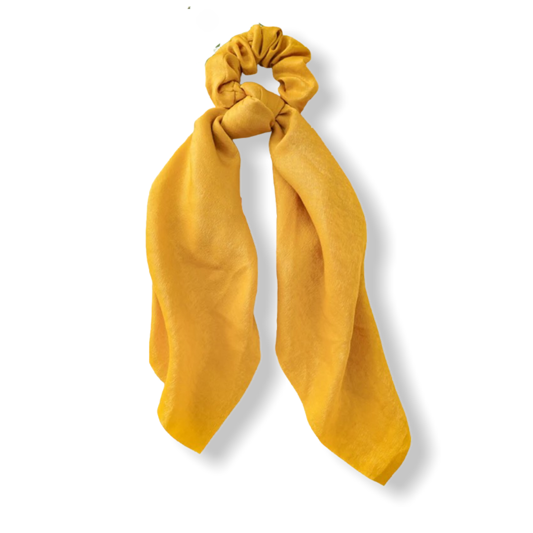 Scrunchie /Scrunzel met lint geel - HAIRPIN.NU