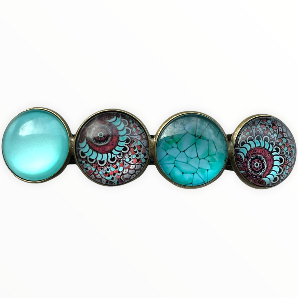 Color Hairclip XL glas cabochon haarspeld 082 Ibiza turquoise