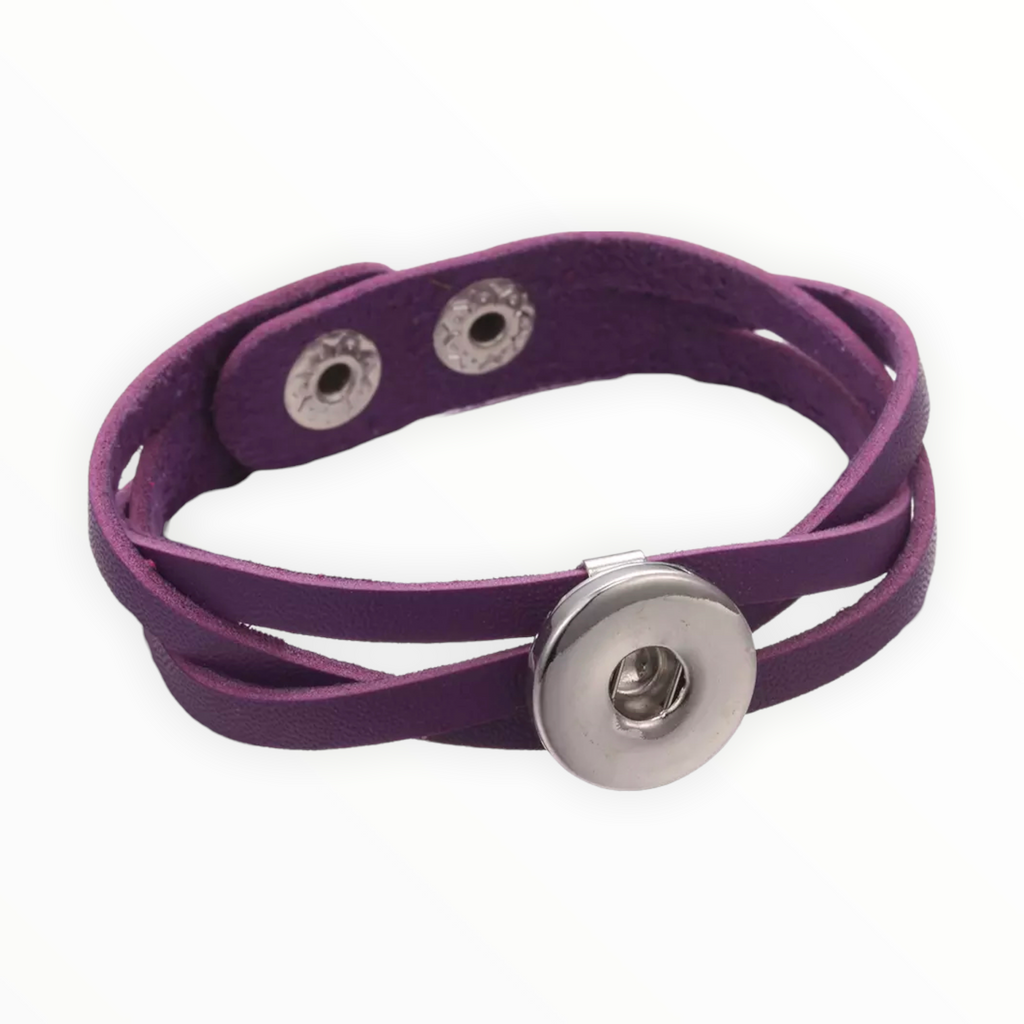 Armband paars clicks /buttons incl. 2 gratis buttons naar keuze - HAIRPIN.NU