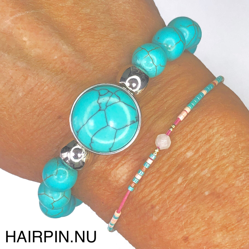 Armband kralen clicks /buttons Turquoise - HAIRPIN.NU