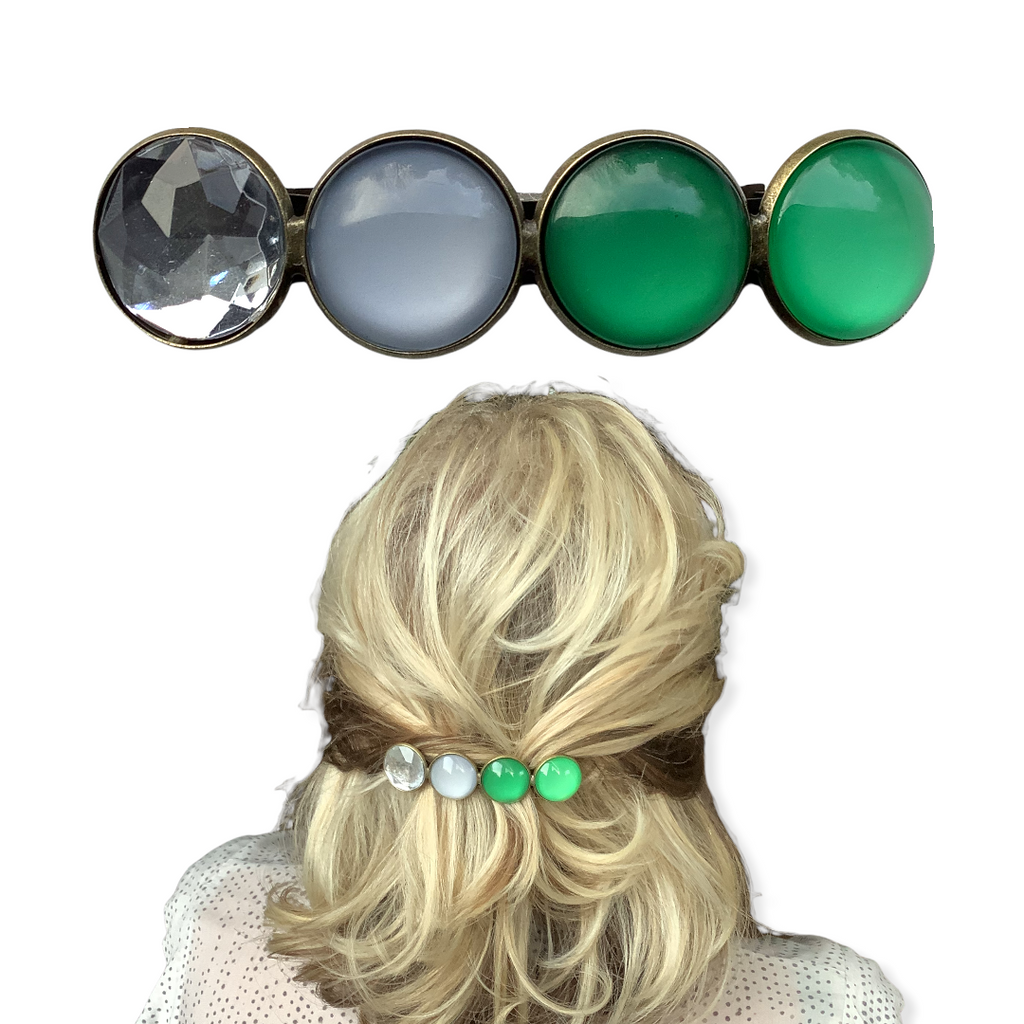 Color Hairclip XL haarspeld groen zilver glossy 057 - HAIRPIN.NU