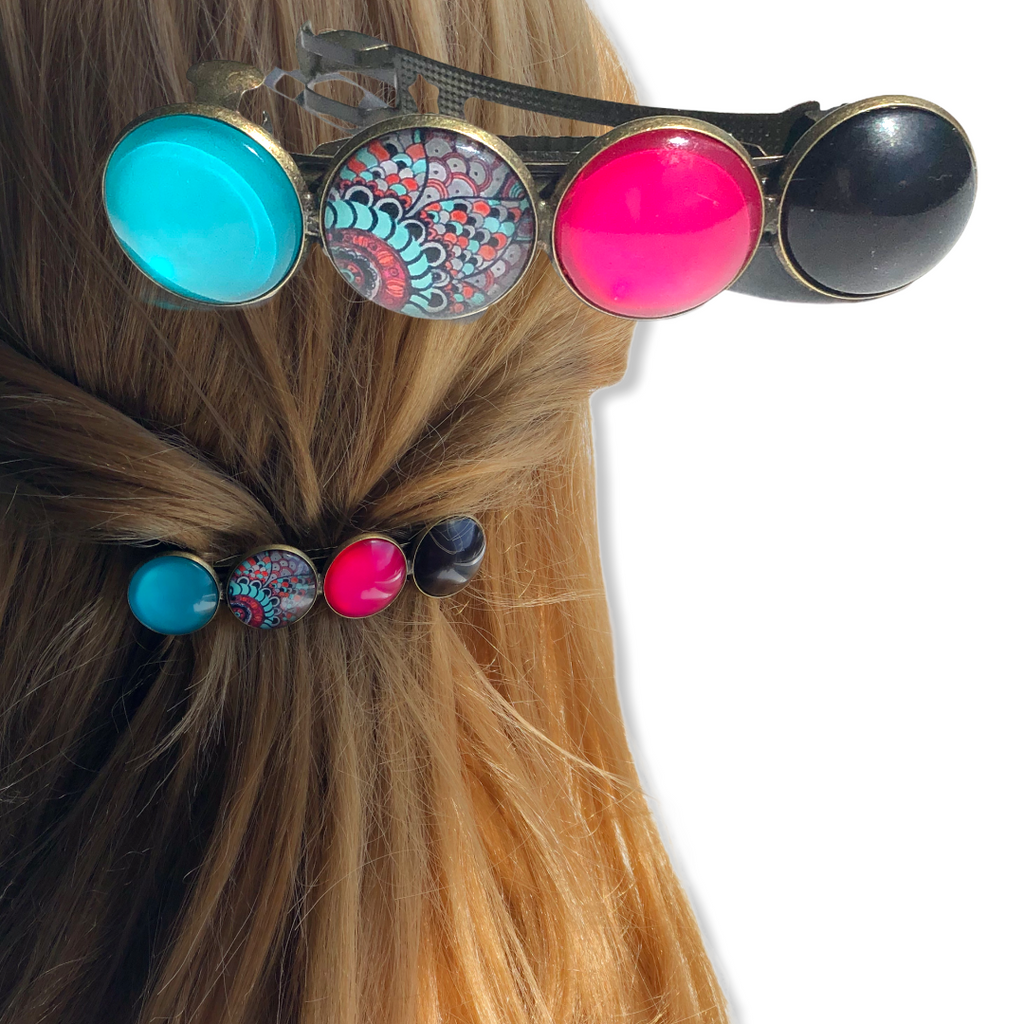 Color Hairclip XL glas cabochon haarspeld 028