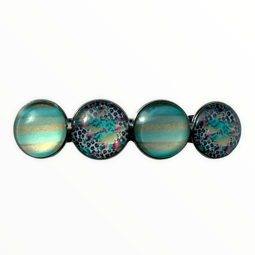 Color Hairclip XL glas cabochon haarspeld groen Ibiza 0112