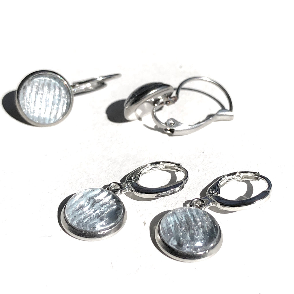 Oorbel Cabochon Zilvergrijs - HAIRPIN.NU