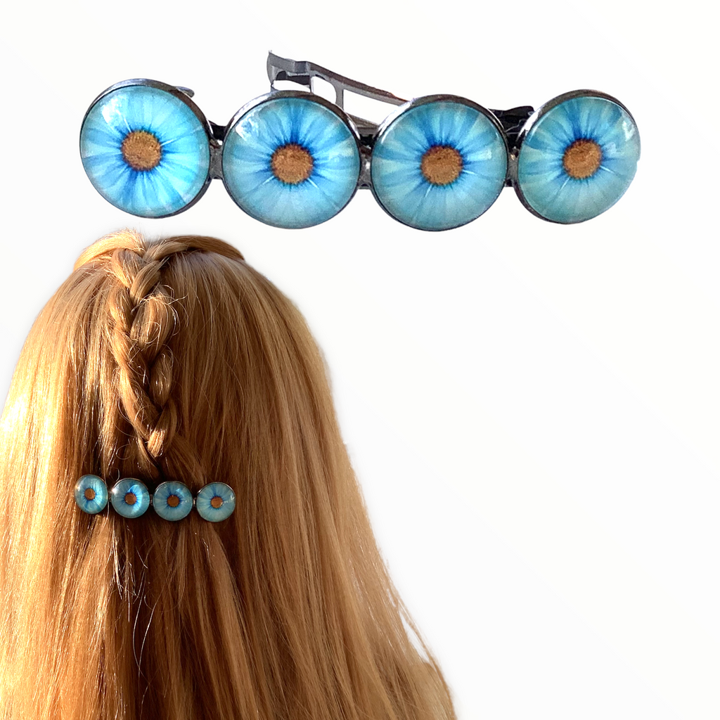 Color Hairclip XL glas cabochon haarspeld flowers