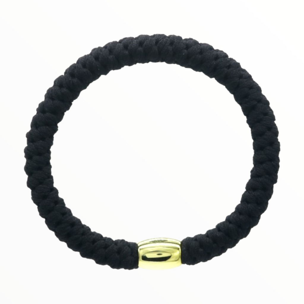 Haarelastiekjes - Armbandjes Knekkie 4 stuks zwart-zwartwit-blauw - HAIRPIN.NU
