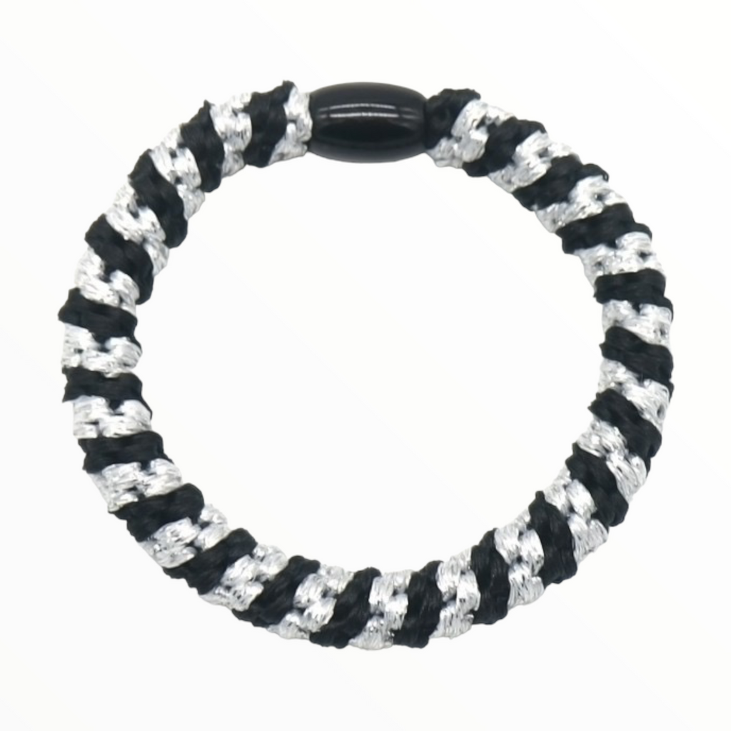 Haarelastiekjes - Armbandjes Knekkie 4 stuks zwart-zwartwit-blauw - HAIRPIN.NU