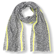 Leo print sjaal met kleuren rand yellow - HAIRPIN.NU