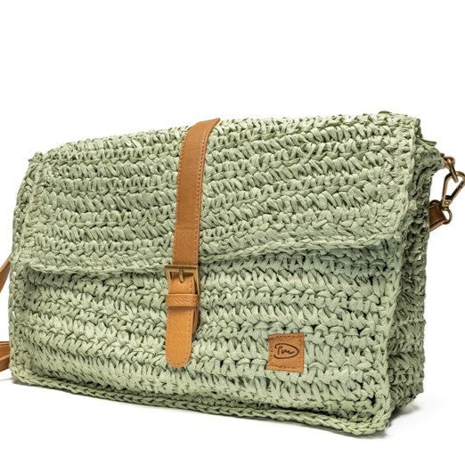 Groen gevlochten crossbody dames schoudertas - HAIRPIN.NU