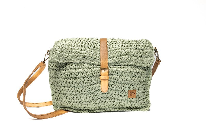 Groen gevlochten crossbody dames schoudertas - HAIRPIN.NU