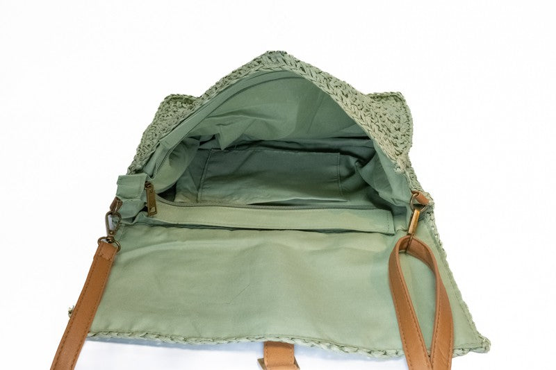 Groen gevlochten crossbody dames schoudertas - HAIRPIN.NU