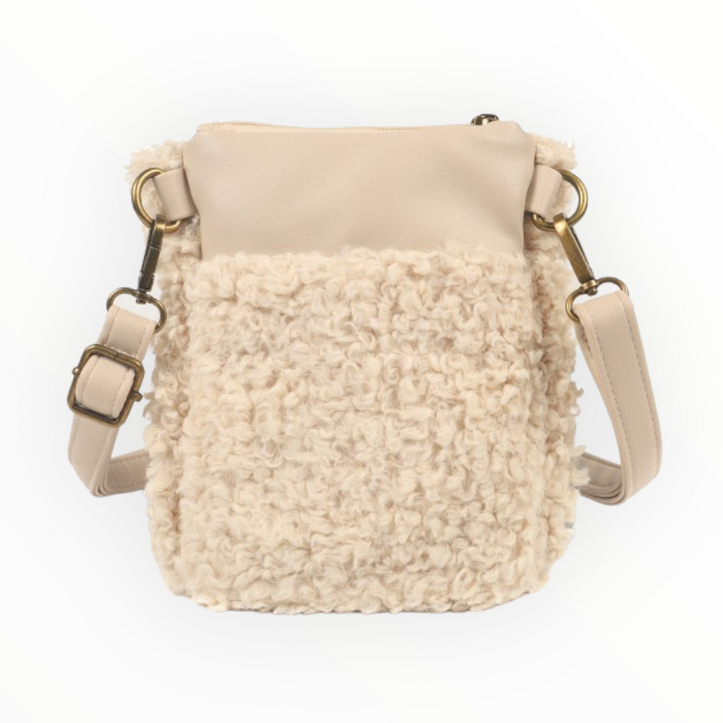 Naturel teddy schoudertasje / crossbody Askim - HAIRPIN.NU