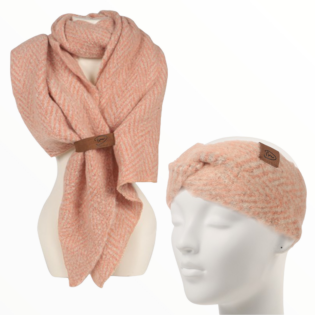 Peach melée Haarband en sjaal voordeelset Hinterglemm - HAIRPIN.NU