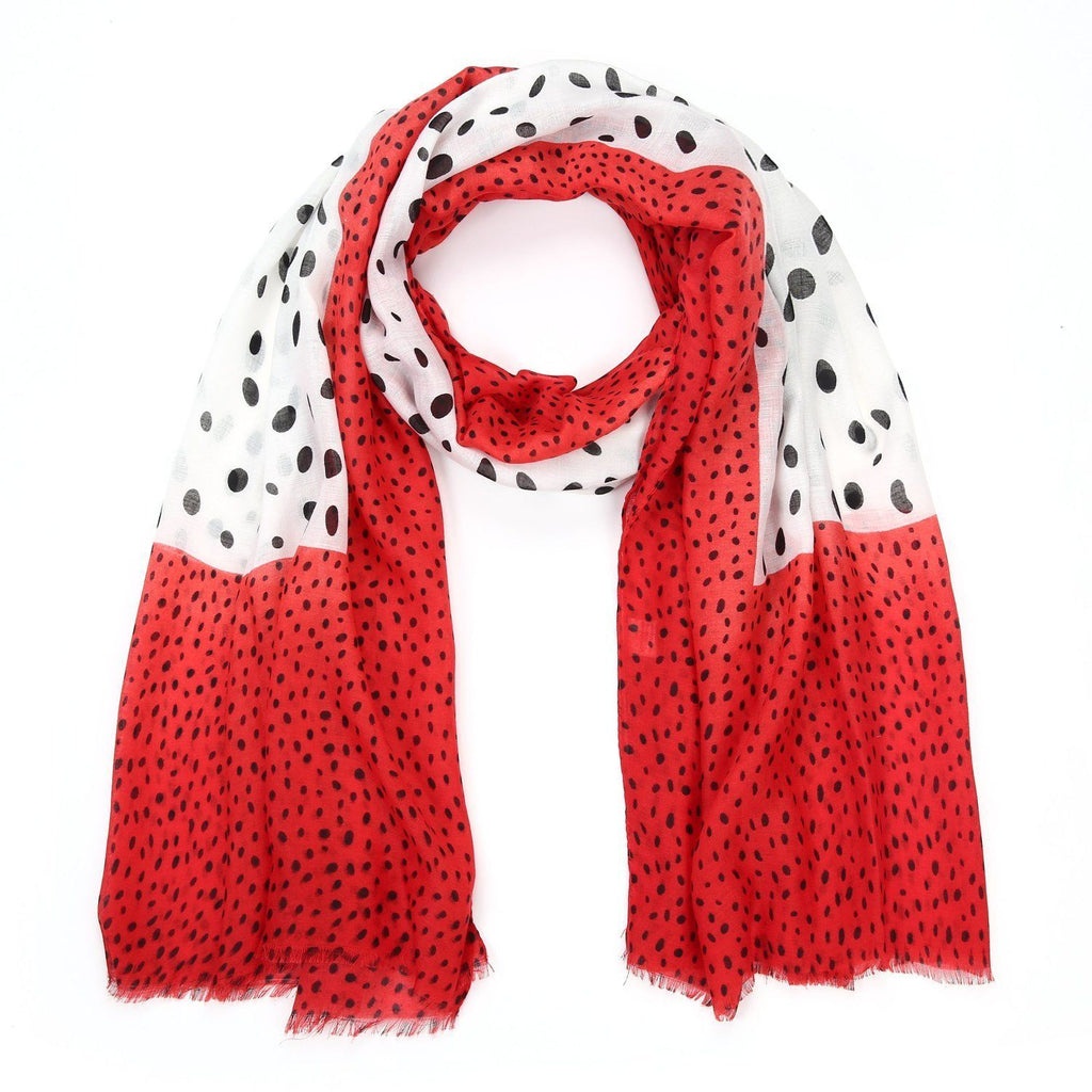 Sjaal rood zwart/wit dots - HAIRPIN.NU