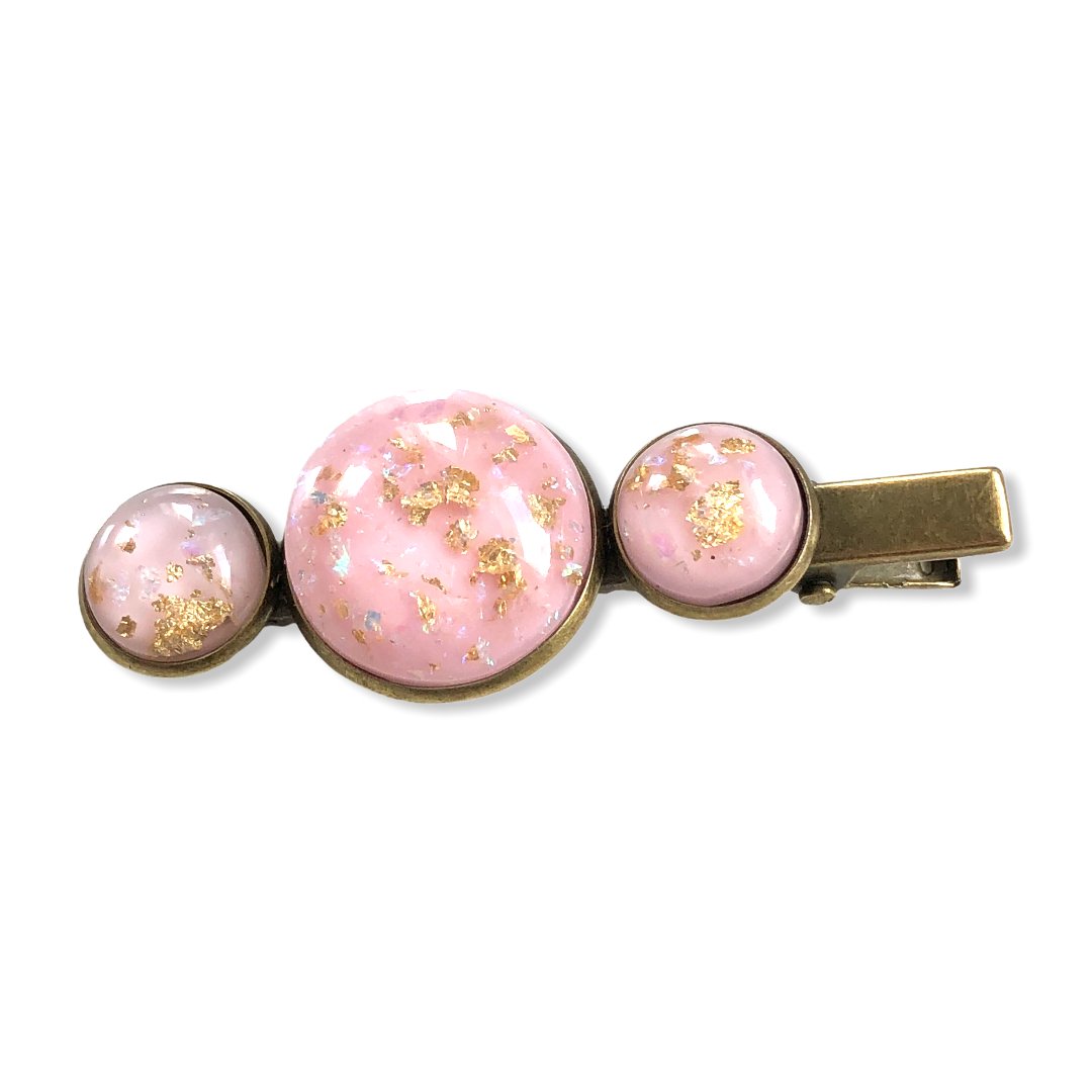 Hairclip cabochon gold color flakes - HAIRPIN.NU