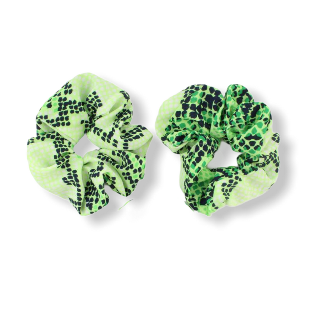Set groen print haarband / bandana met 2 scrunchies - HAIRPIN.NU
