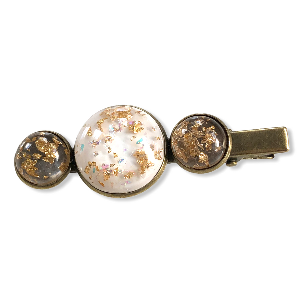 Hairclip cabochon gold flakes - HAIRPIN.NU