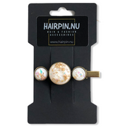 Hairclip cabochon gold color flakes - HAIRPIN.NU