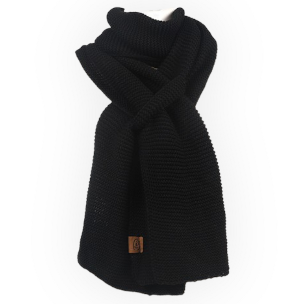 Zwart Aspen sjaal grof gebreid met lus - HAIRPIN.NU