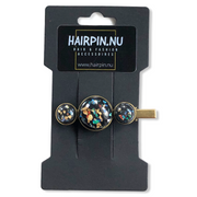 Hairclip cabochon gold color flakes - HAIRPIN.NU