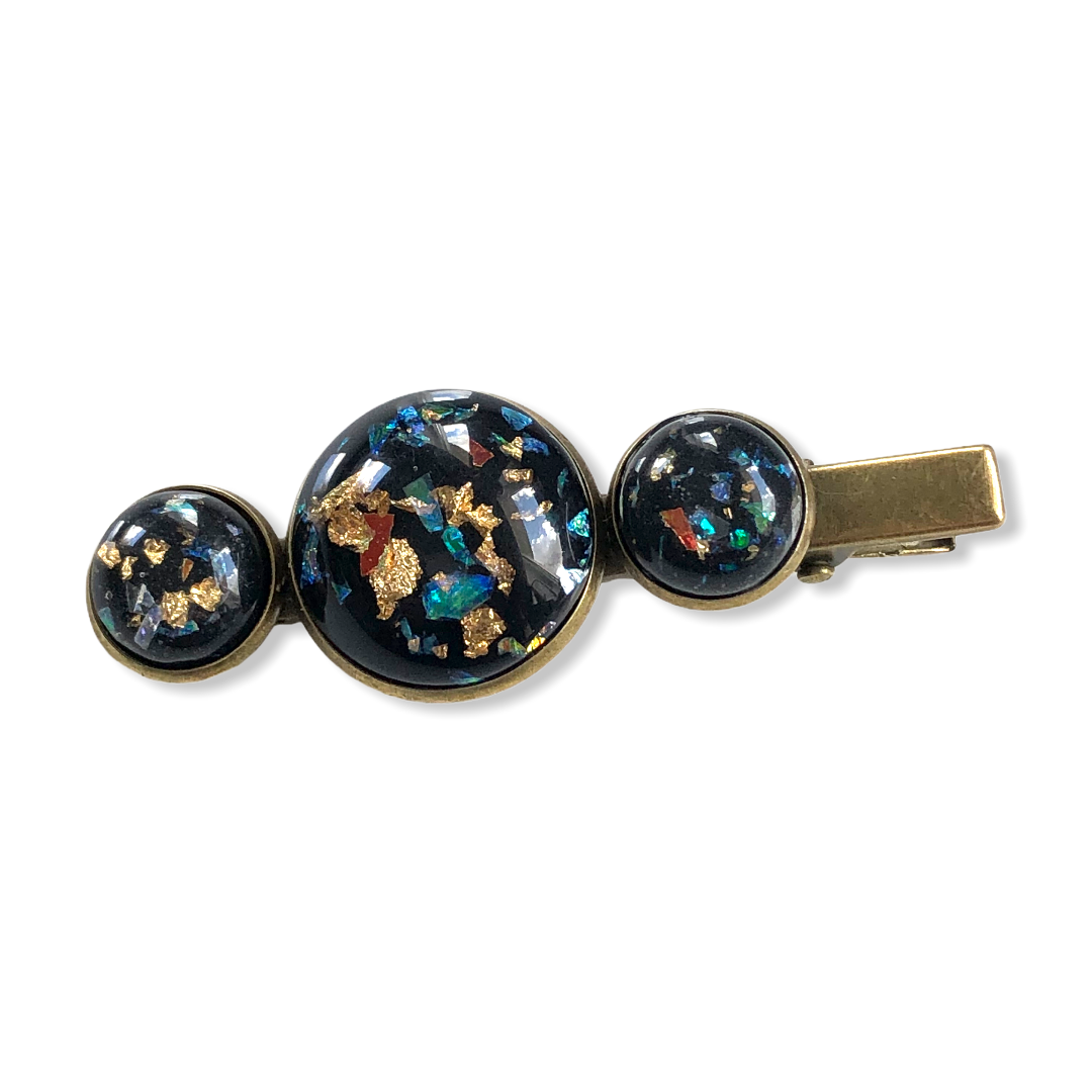 Hairclip cabochon gold color flakes - HAIRPIN.NU