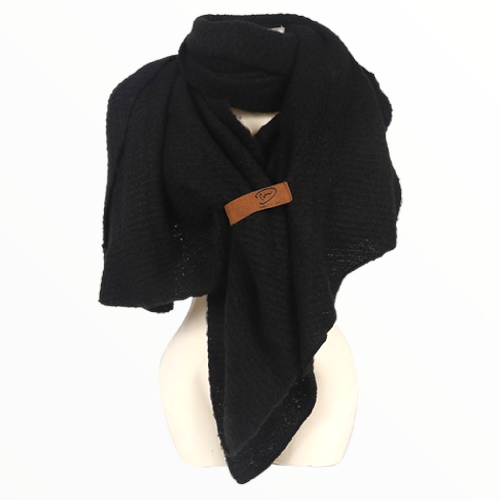 Zwarte zachte dames sjaal met handige lus - HAIRPIN.NU